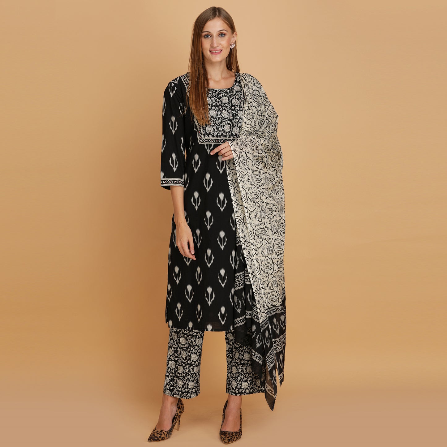 Black Printed Kurta Set