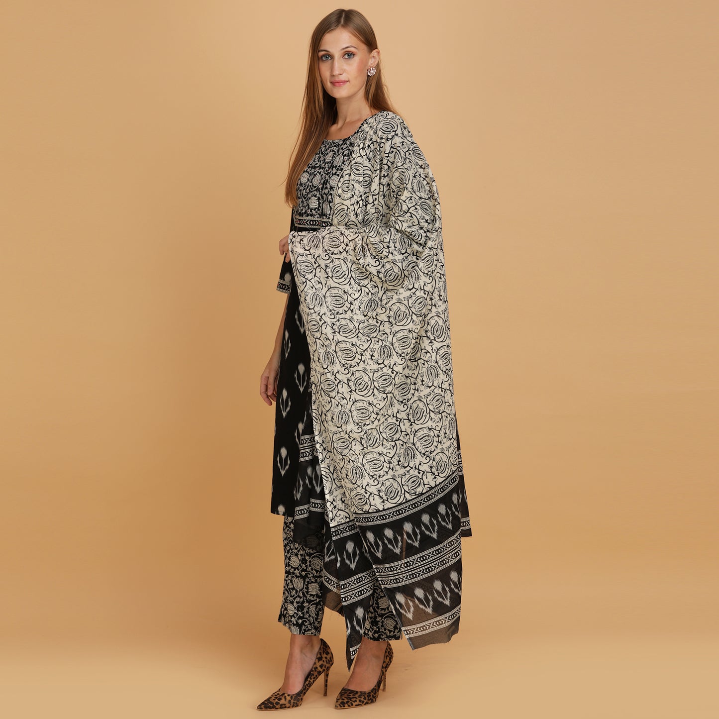 Black Printed Kurta Set