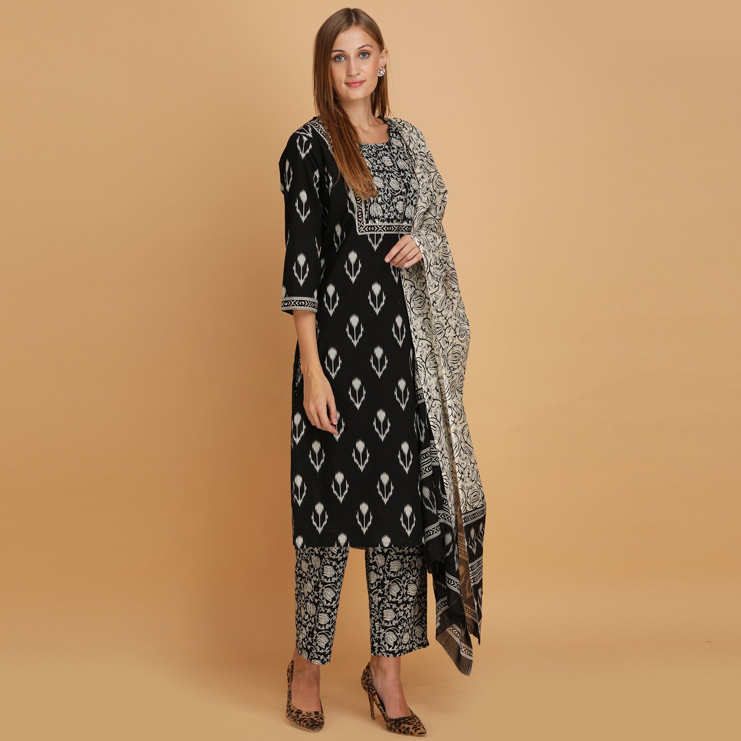 Black Printed Kurta Set