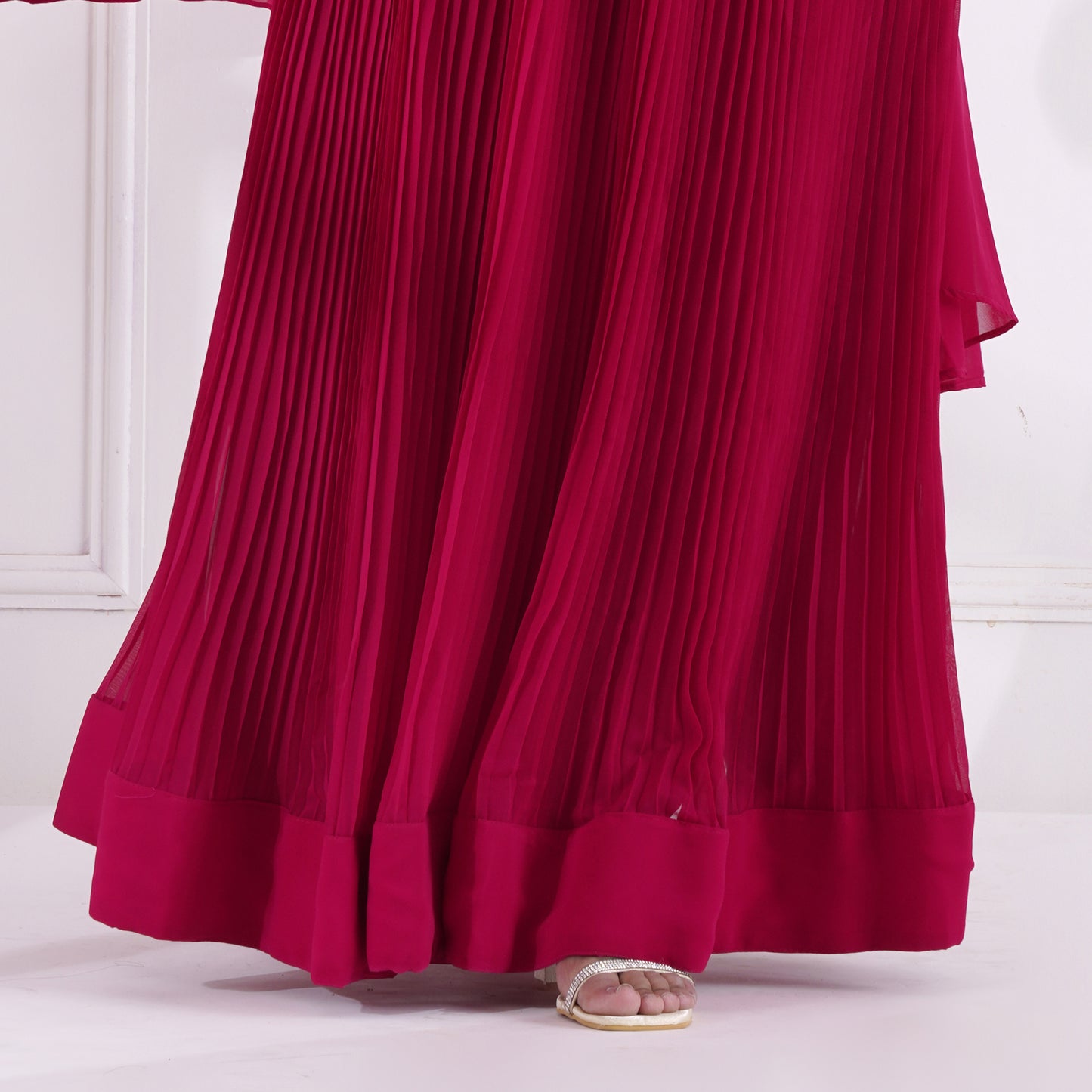 Fuchsia Pink Embroidered Gown