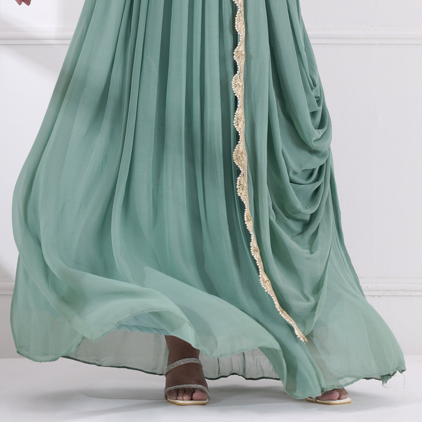 Sea Green Embroidered Gown